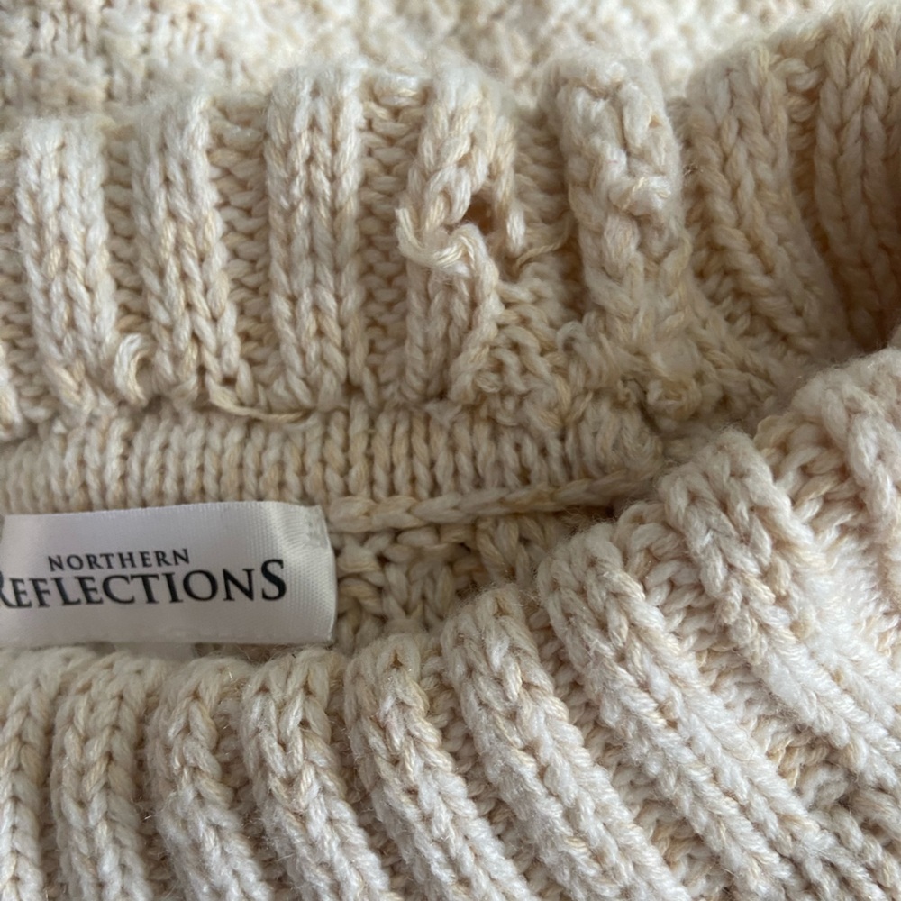 Cozy Soft Chunky Knit Sweater Tunic Neutral Oversized Cottagecore Knit Medium - Picture 10 of 10
